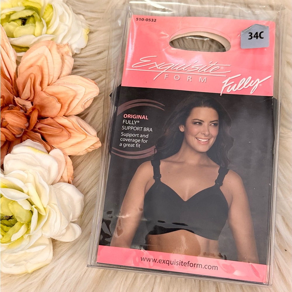 Exquisite Form Fully Bra Black Sz 34C NEW!